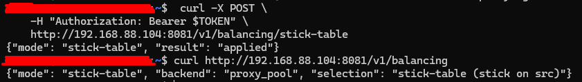 Перемикання HAProxy у режим stick-table через REST API.